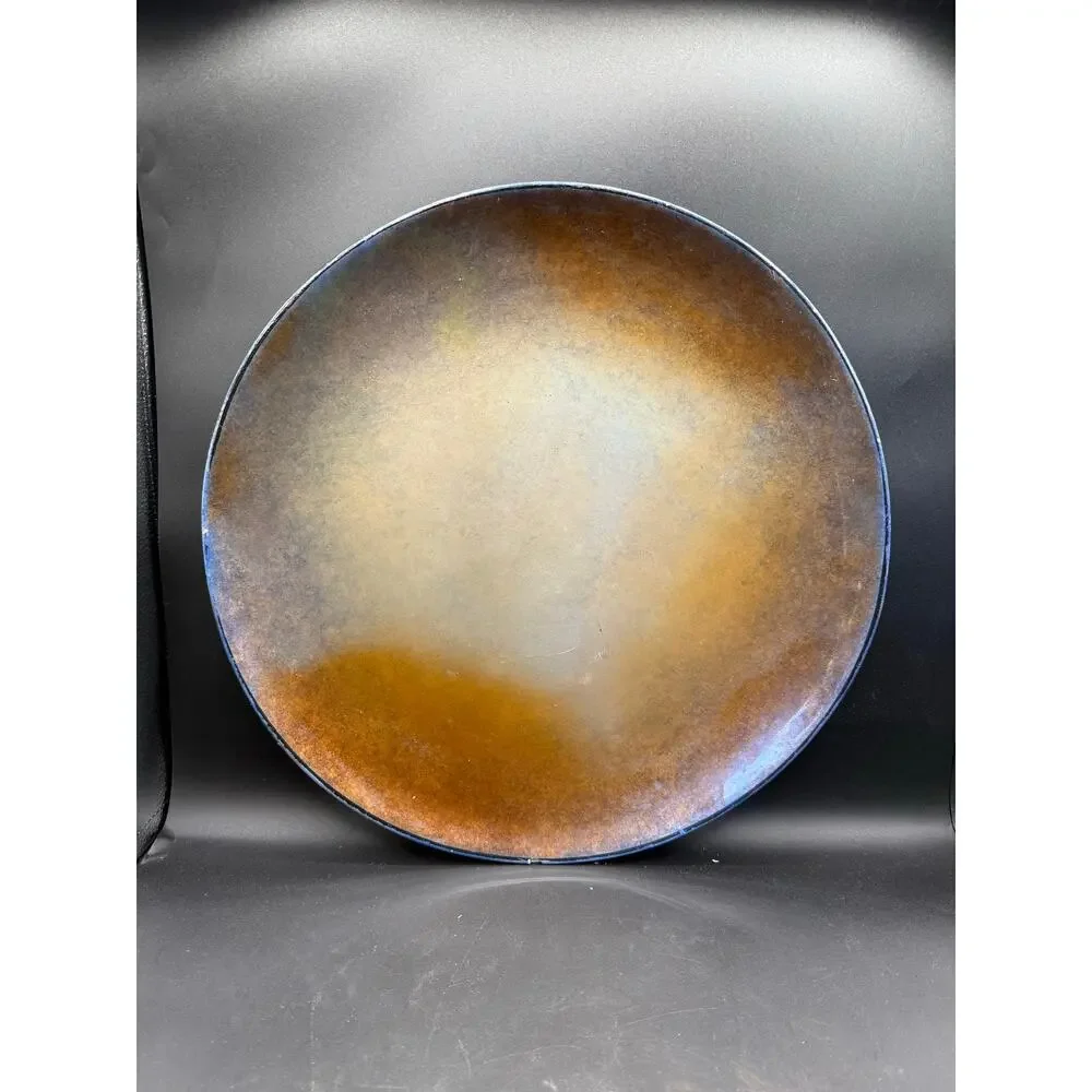 Large Peach Glaze Decorative Dish Wall Hanging – 17” Diameter